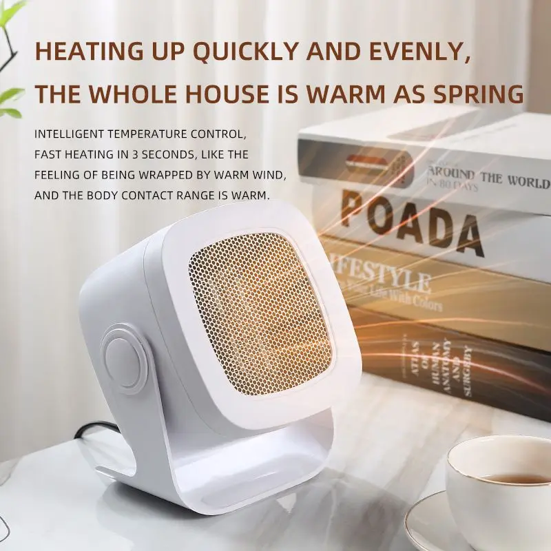 

800W Electric Heater for Home Bedroom Portable Silent Heater Small Desktop PTC Ceramic Low Consumption Fan Heaters