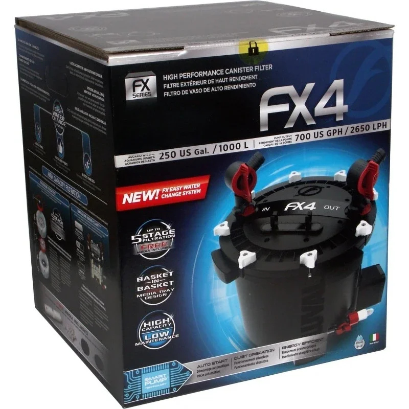 Built-In Powered Water Change System.FX4 High Performance Canister Aquarium - Multi-Stage Filtration