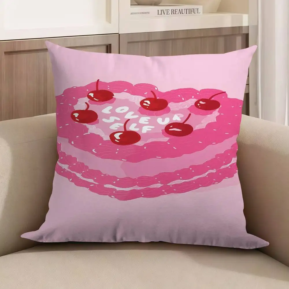 

Pink Heart - Shaped Cake Personalized Pillow Cover Kids Bedroom Wild Party Decor Pillowcase Kid Birthday Shower Gift