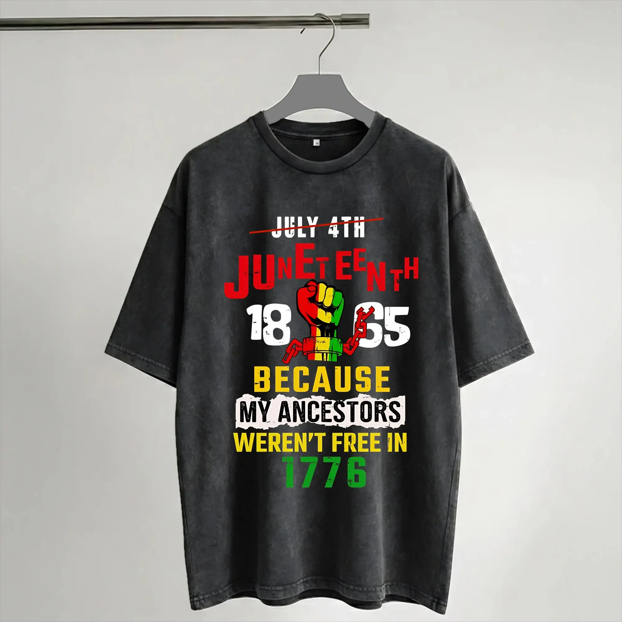 Juneteenth 1865 Rooted In Freedom Merch Washed T Shirts for Men Women Streetwear Hip Hop T-Shirt Summer  Tees Tops Short Sleeve