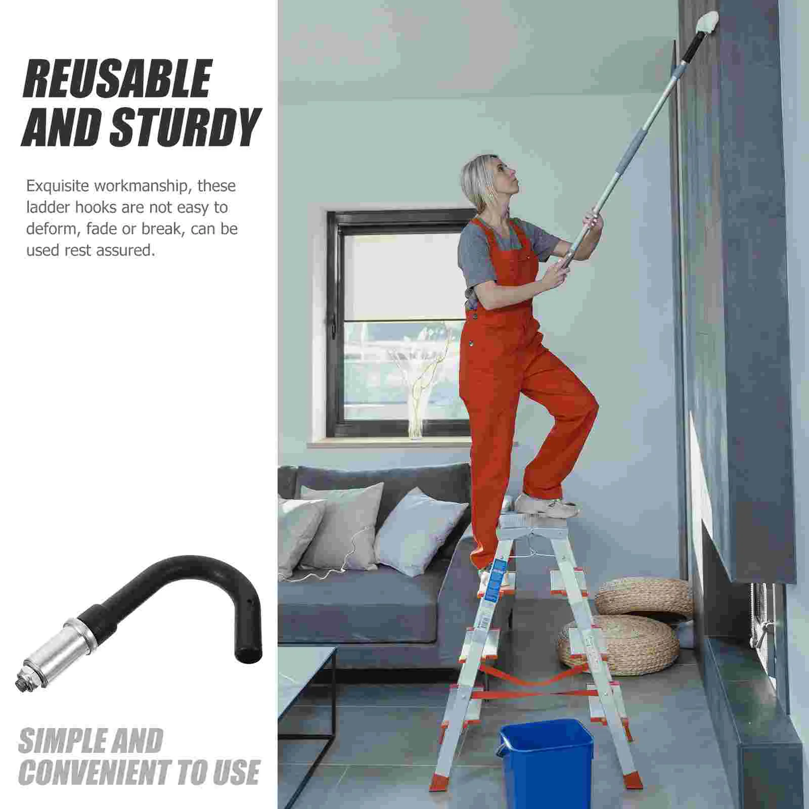 2 Pcs Telescopic Ladder Straight Attic Stair Outdoor Anti-falling Hook Accessories Can Install (straight Hook) Hooks for Roof