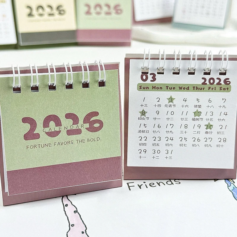 2026 Mini Simple Calendar Small Desk Calendar Creative Coil Calendar Planner Desktop Decoration Office Stationery