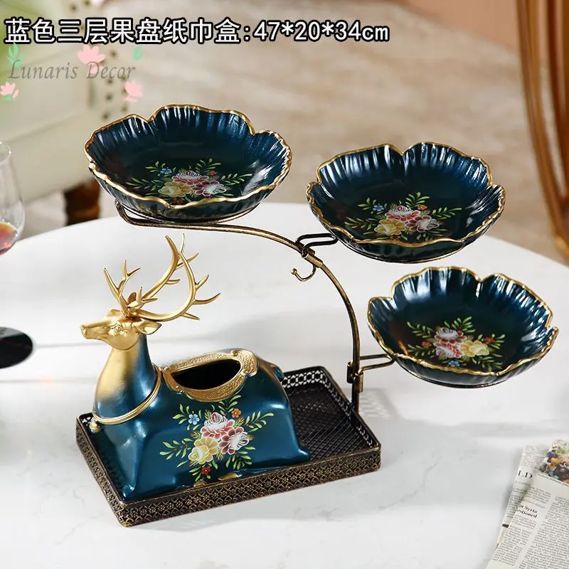 European dried fruit plate home living room coffee table creative decoration multi-functional tissue box three-layer home