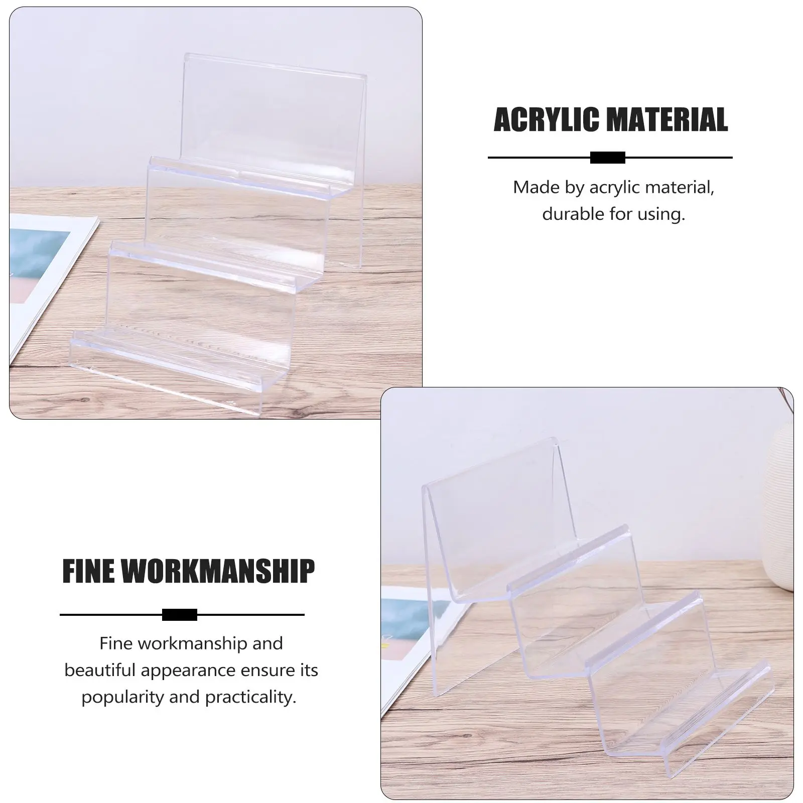 Acrylic Storage Rack Clear Wallet Holder Stand Desktop Display Home Shop Durable Transparent Jewelry Packaging
