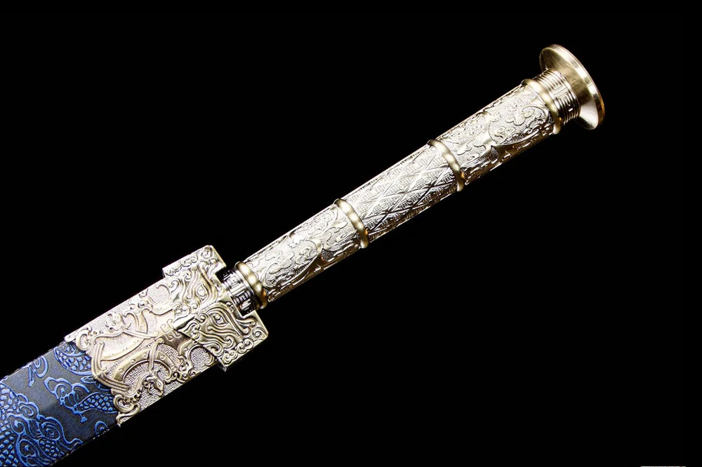 Beautiful Chinese JIan Hanjian WUSHU Sword High Manganese Steel Blade Leather Wrap Hardwood Sheath PC-ABS Fitting Full Tang Nice