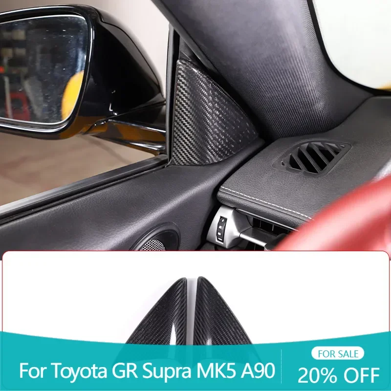 

Real Carbon Fiber Car Inner Door A pillar Speaker Cover decorative sticker car Accessories For Toyota GR Supra MK5 A90 2019-2022