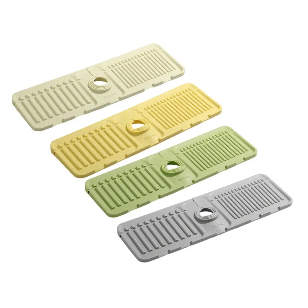 Silicone Drain Mat Kitchen Sink Splash Guard Faucet Drying Mat Sponge Holder Set Bathroom Draining Pad Soap for Drip