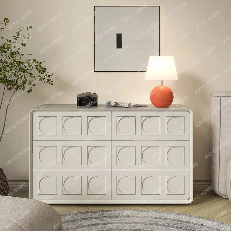 XXCream Style Solid Wood Wall-Mounted Six-Drawer Bedroom Bedside Cabinet Style Living Room Drawer Storage Cabinet