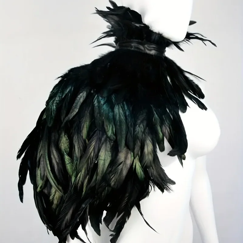 1pcsFeather One-Shoulder Shrug Stage Show Halloween Cosplay Accessory Fluffy Feather Cape Party Masquerade Costume Shoulder Wrap