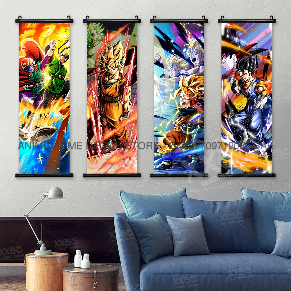 Dragon Ball Poster Recoome Anime Bilder Captain Ginyu Scrolls Gemälde Majin Buu Wandkunst Gotenks Home Decor Goku Tapete – Detail 2