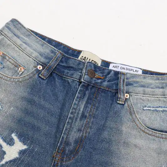 Gallery Dept New Damage Ripped Patch Denim Shorts Knife Cut Fringed Jeans Casual Pants view 5