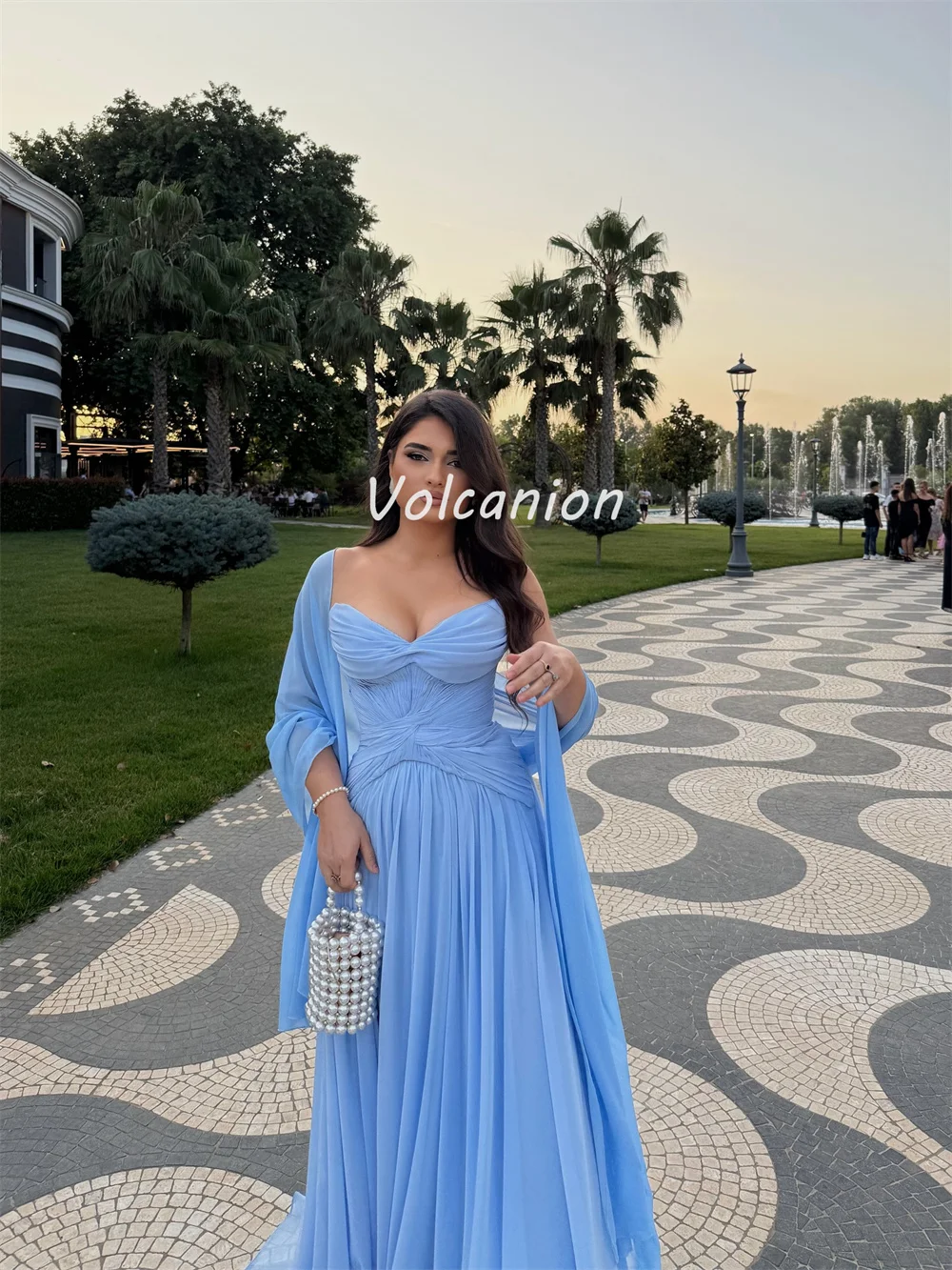 Customized Chinese Style High Quality Chiffon Ruched Draped Straight Straight Long Dresses Bespoke Occasion Dresses Modern Style