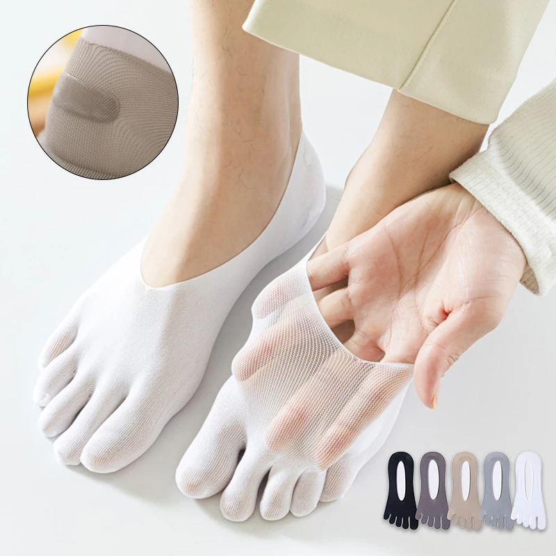 1 Pair Men Toe Socks Sweat-absorbing Breathable Sweat Women Invisible Sock with Fingers Comfortable Elastic No-Show Slipper Sox