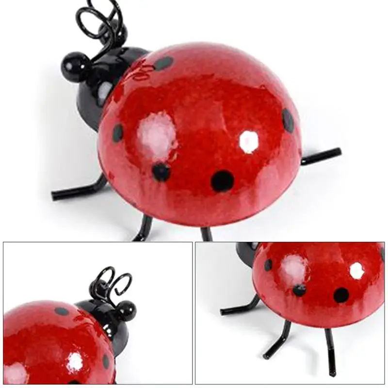 PCS โลหะ Ladybugs รั้วสวน Wall Art ตกแต่งประติมากรรมผนังกลางแจ้ง