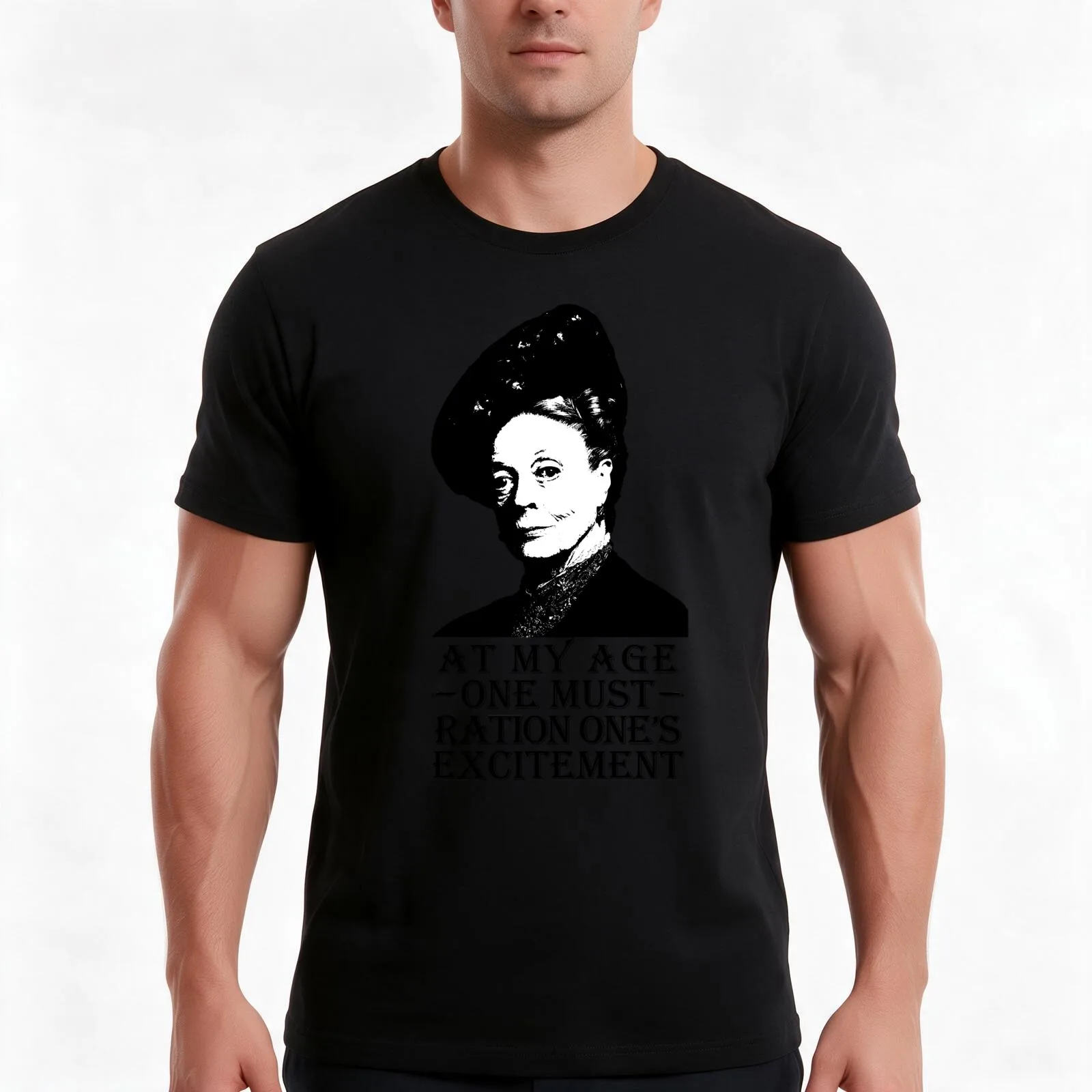 At My Age, One Must Ration One's Excitement T-Shirt, Summer Casual Cotton Tee, Oversized Streetwear Tops, Vintage Graphic Print
