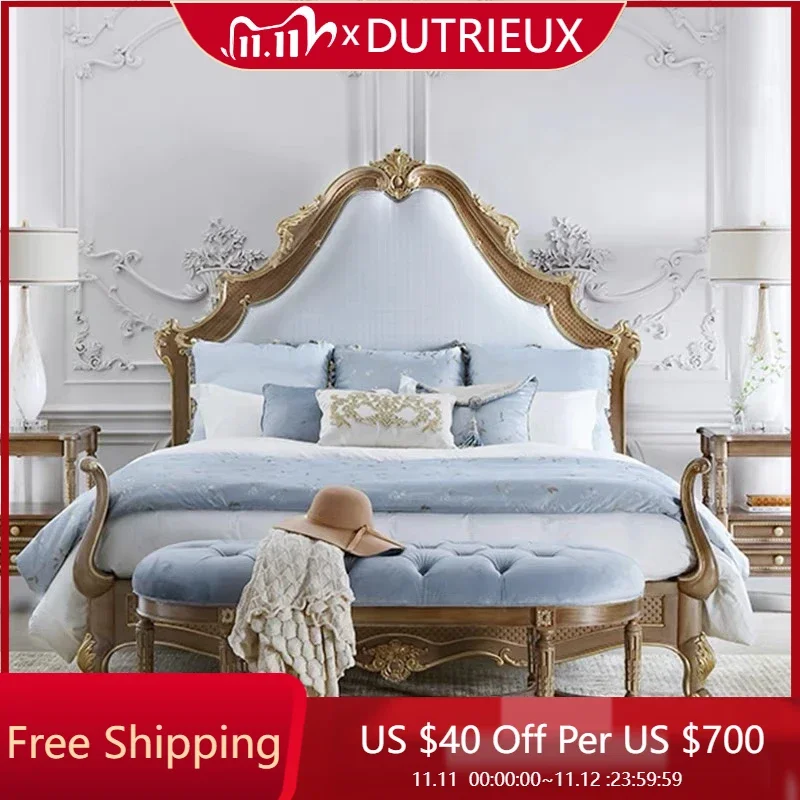 

Princess European Bed Headboard Luxury Quality Confortable High End Bed Vintage Double Fashionable Cama De Casal Home Furniture