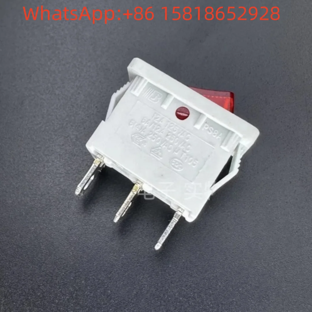 

5 шт., Beijia BEJ PS8A, кулисный переключатель питания в форме лодки, 3-контактный, 2-позиционный, красный свет, 6/12 А, 250 В переменного тока