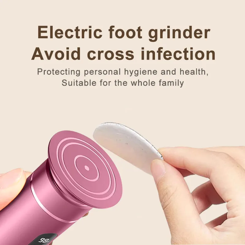 مطحنة قدم كهربائية قابلة لإعادة الشحن - بطارية USB/بطارية مزدوجة الطاقة، أداة باديكير لإزالة مسامير القدم والجلد الميت