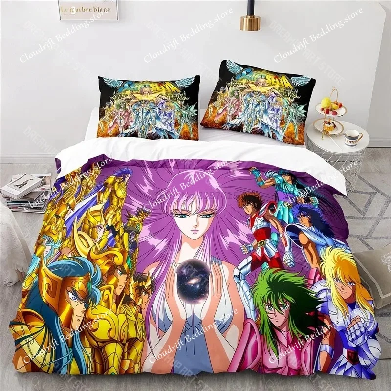 3D Saint Seiya Pattern Duvet Cover Set with Pillowcase New Bedding Set Single Double Twin Full Queen King Size for Bedroom Decor