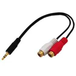 0.2M 3.5mm Jack To 2 RCA Audio Cables 3.5 Male To RCA Female Gold Plated Coaxial Aux Cable For Laptop TV DVD Amplifier