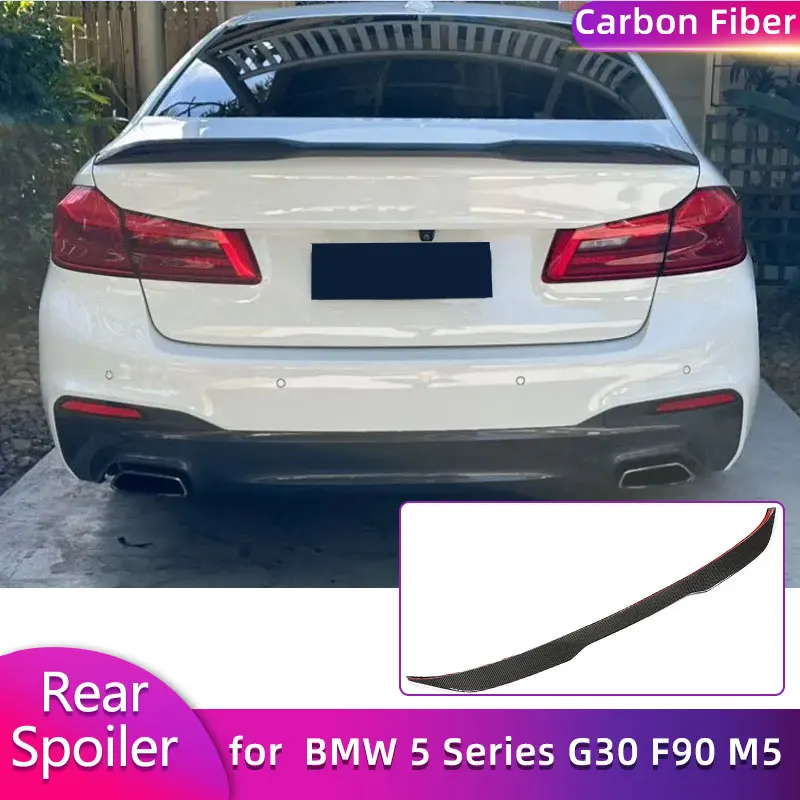

Задний спойлер багажника из углеродного волокна, крылья для BMW 5 серии G30 F90 M5 520i 530i 540i 2017-2023, гоночный задний спойлер, крыло багажника, губа