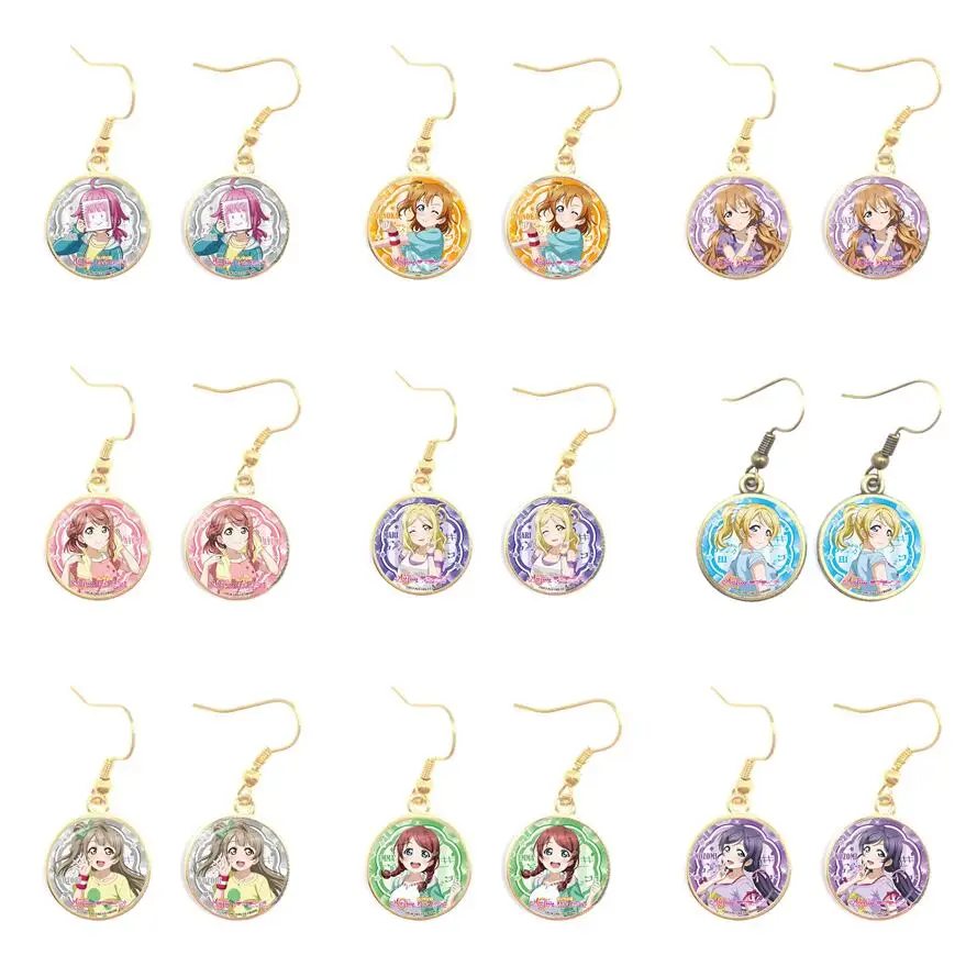 Love Live All Stars Anime Earring μ's Aqours PDP Lovelive Sunshine Perfect Dream Project Game Glass Gem Jewelry Gift