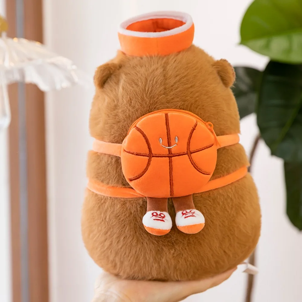

Stuffed Basketball Backpack Capybara Doll Fluffy Collection Basketball Hat Capybara Plush Toy Soft Cute Capybara Fluffty Doll