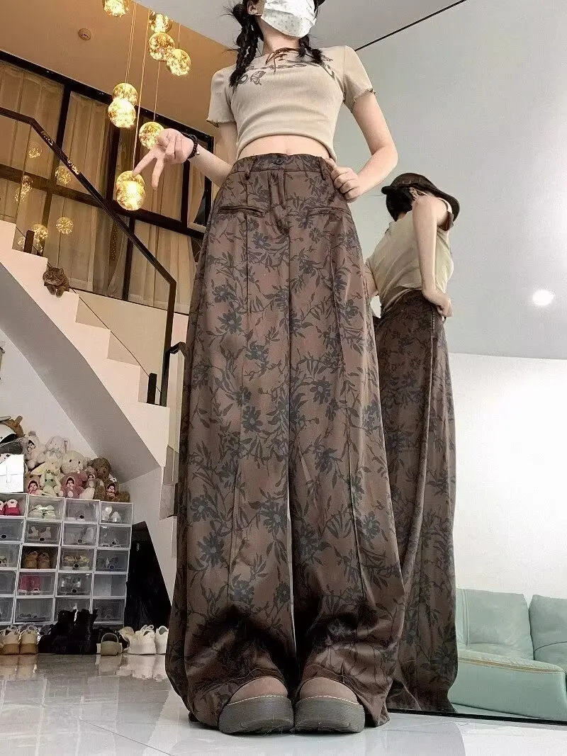 

Новые китайские ретро-брюки унисекс с широкими штанинами, длиной в пол, не требующие глажки, повседневные длинные брюки, модная уличная одежда