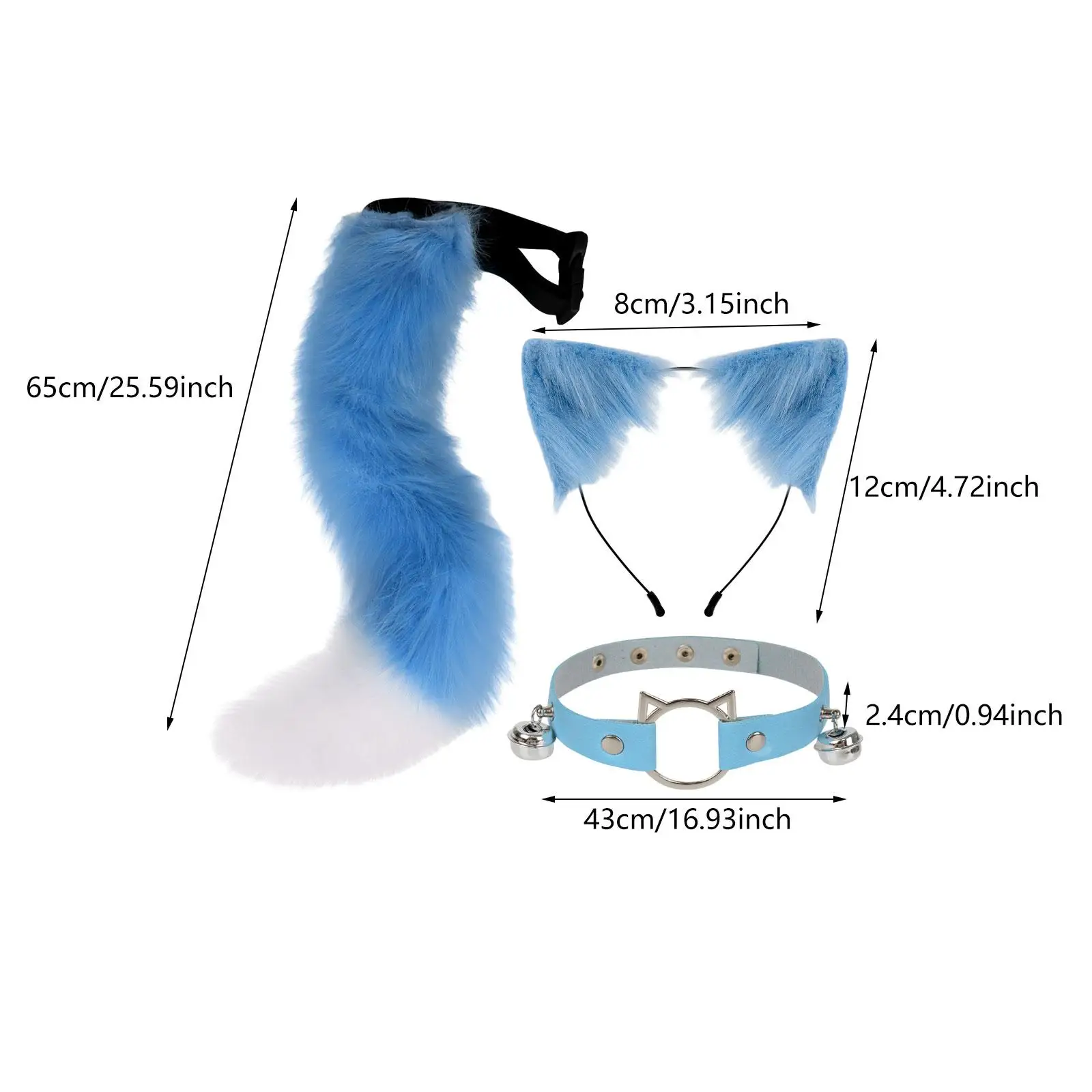 Cat Ears and Tail Set Cosplay Cartoon Costume Gift Kids Adults Decoration Cat