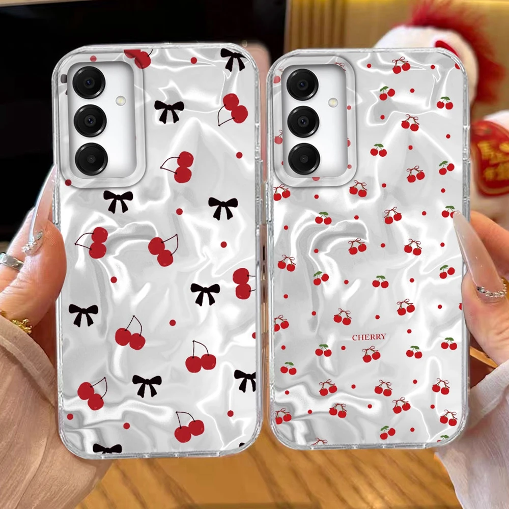 Ins-Style Luxus-Handyhülle mit Kirschmuster für Samsung Galaxy A16 A57 A07 A17 A56 A55 A26 A54 A15 A13 A36 A25 A35 A14 A12 5G