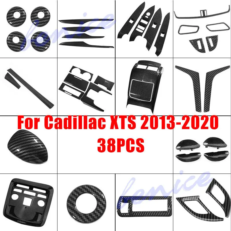 38PCS Carbon Fiber Interior Accessories Kit Cover Trim For Cadillac XTS 2013-20