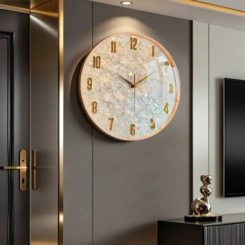 White Elegant Wall Clock Gold Unique Upgrade Nordic Luxury Digital Clock Bedroom Modern Design Relojes De Pared Home Decor Items