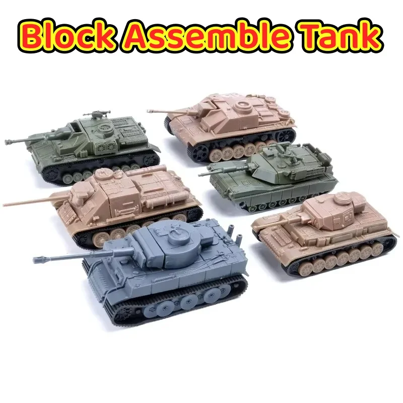 1/100 4D Block Assemble Tank WWII Germany Tiger I US M1A2 Soviet Union SU-100 Fighter Vehicle Plastic Building Model Kit Toy