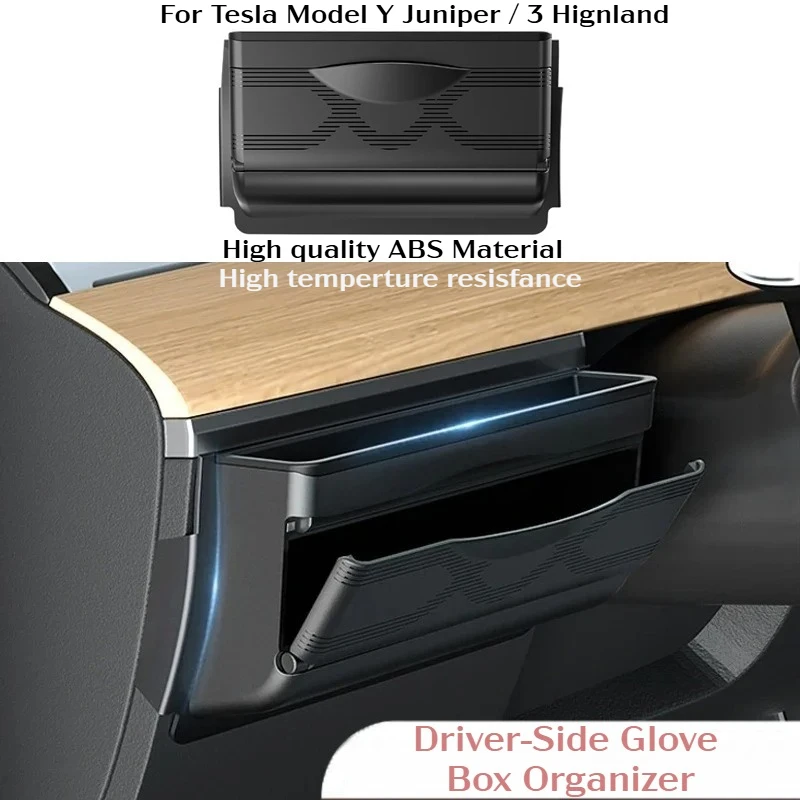 

Car Passenger Seat Storage Box For Tesla Model Y 2021-2024 Glove Box Side Mini Storage Organizer Cover Case Interior Accessories