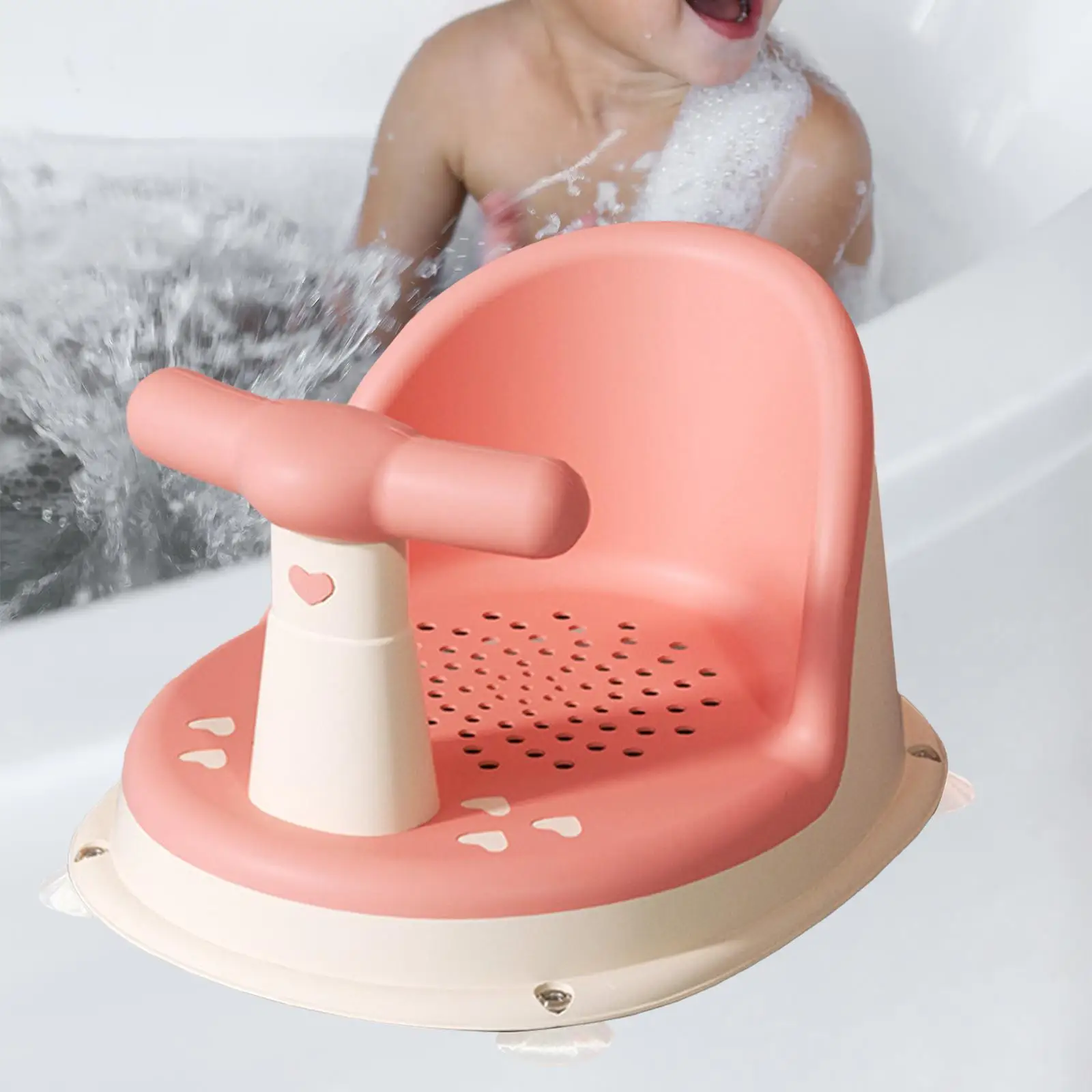 Suction Cups Bath Seat Chair Bathtub Seat Bathing Seat for Boys Girls Baby Orange