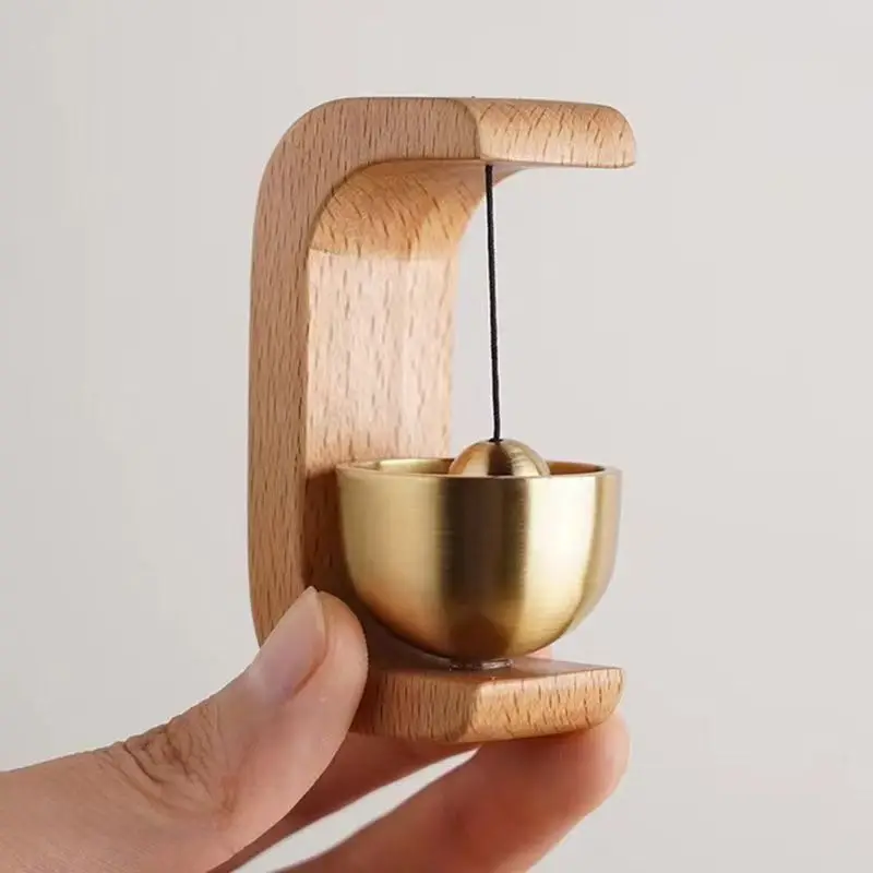 Carillons éoliens en bois de bonheur sonnette sans fil sonnette de porte d'entrée cloche à vent décorative pour l'ouverture de la maison décorations suspendues
