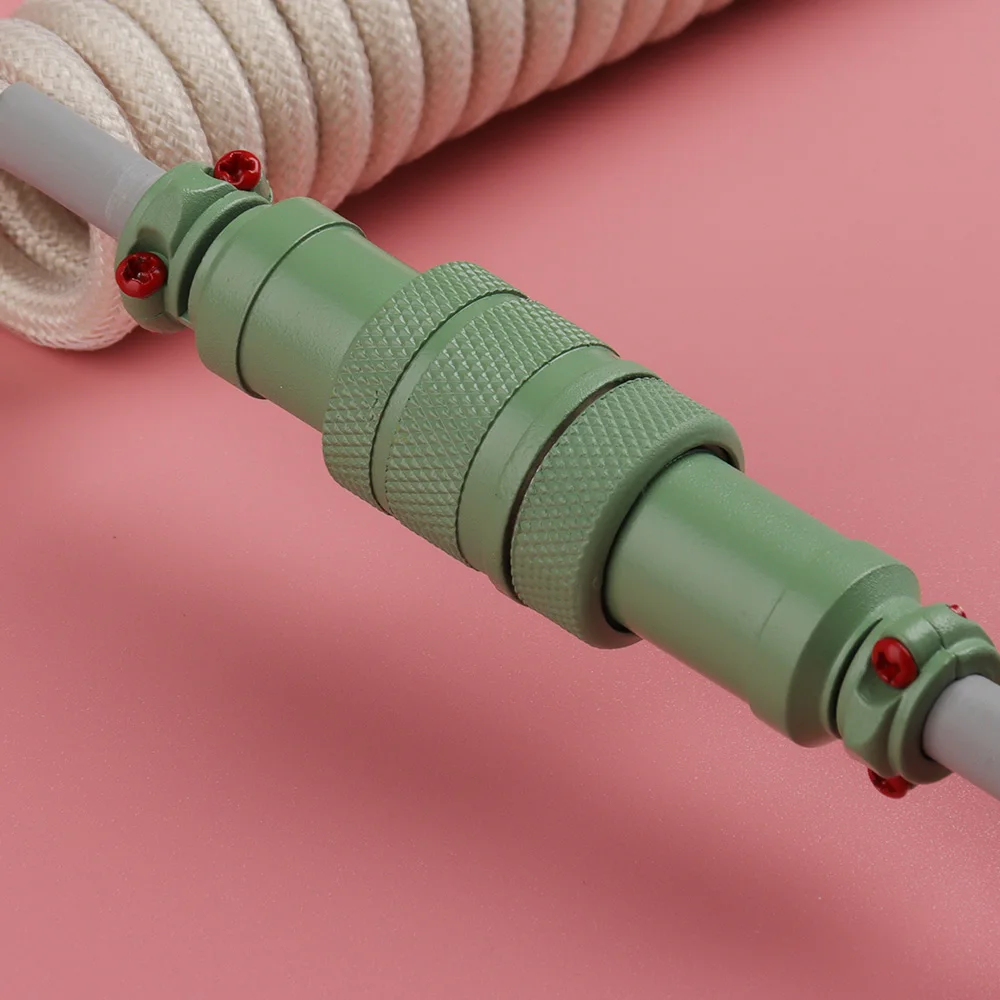 LANO Double Sleeves PET Colorful Finish GX16 Aviator Cable Type C Metal Texture Coiling Usb C Coiled Mechanica Keyboard Cable