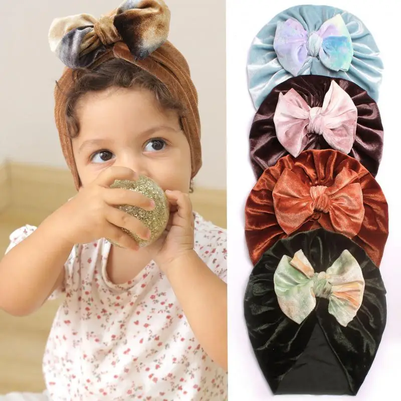 

Big Bowknot Newborn Baby Headband For Girl Turban Babies Soft Velvet Bow Infant Beanie Baby Headbands Toddler Hair Accessories