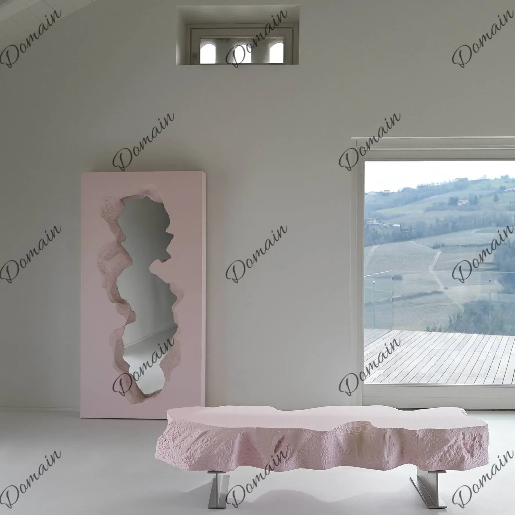 WA XX Nordic Designer Fiberglass Floor-to-ceiling Full-body Mirror Art Living Room Full-length Mirror Studio Decorative Mirror J