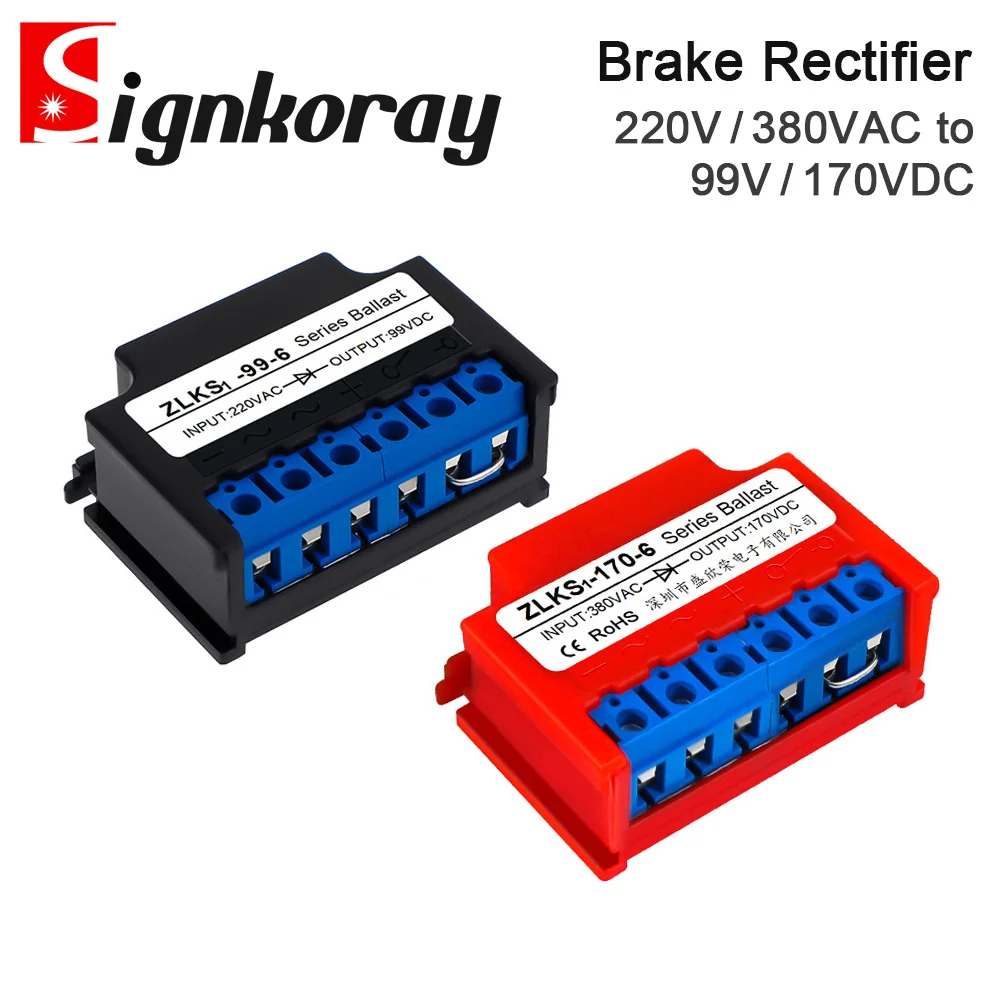 SignkoRay Brake Rectifier ZLKS1-99-6 Rectifier 220V / 380VAC to 99V / 170VDC Motor Holding Brake Module