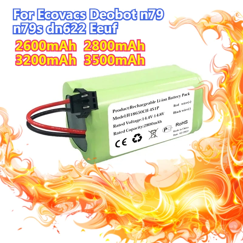 N79 N79s Dn 622 Eeuf 14.4V 3500mAh 2600mAh Battery for Lefant T700 Robotic Vacuum Cleaner Ecovacs Deebot