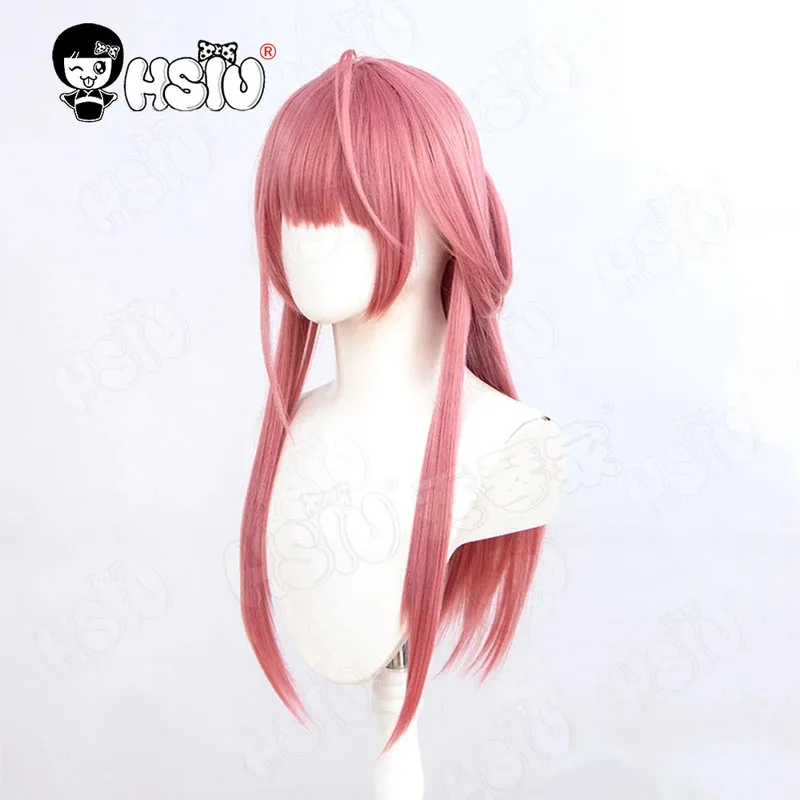 Peluca de Cosplay Rikuhachima Aru HSIU 60CM pelo largo rosa ahumado peluca sintética resistente al calor + gorro de peluca juego archivo azul peluca cosplay