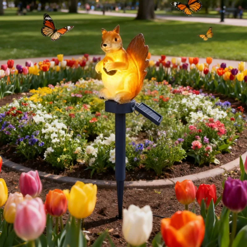 ABLQ Solar Resin House Light Outdoor Waterproof LED Cartoon Ground Plug Light Garden Decoration Lawn Landscape Lamp,B