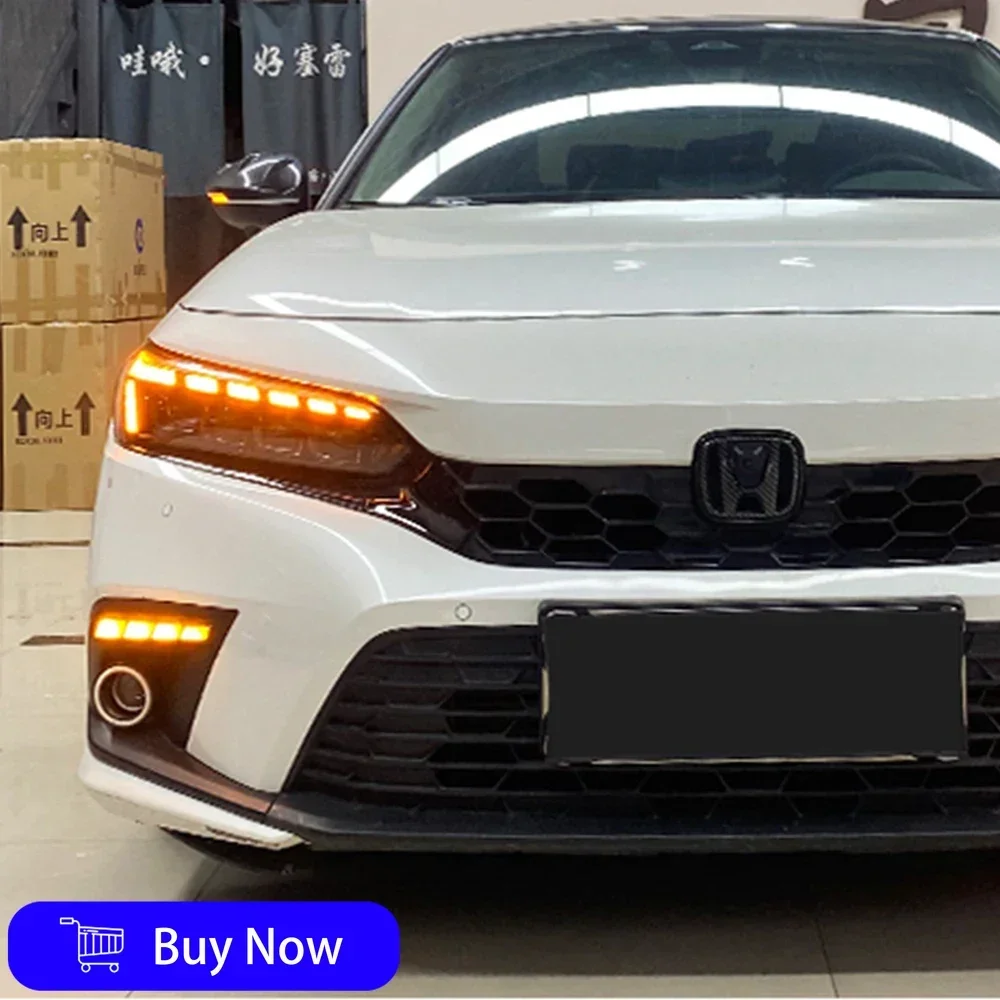 For Honda Civic 11Th 2022-2024 Car Headlights Assembly Upgrade LED Projector 4 Lens Dynamic Front Lamp Tool Accessories