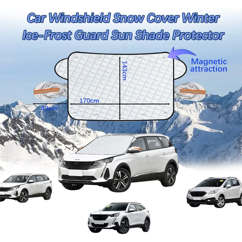 Car Windshield Snow Cover Winter Ice-Frost Guard Sun Shade Protector For Peugeot 3008 5008 2008 407 408 Car Accessories