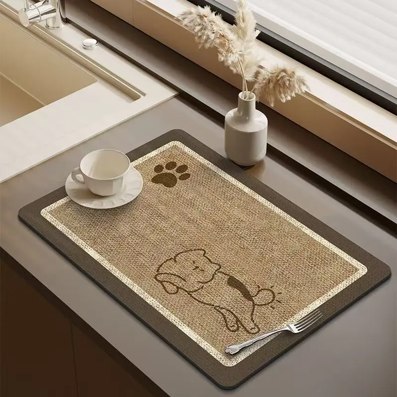 Wabi-sabi minimalist kitchen draining mat, specialized water-absorbing mat for coffee machines, bar sink mat, washbasin mat, tab