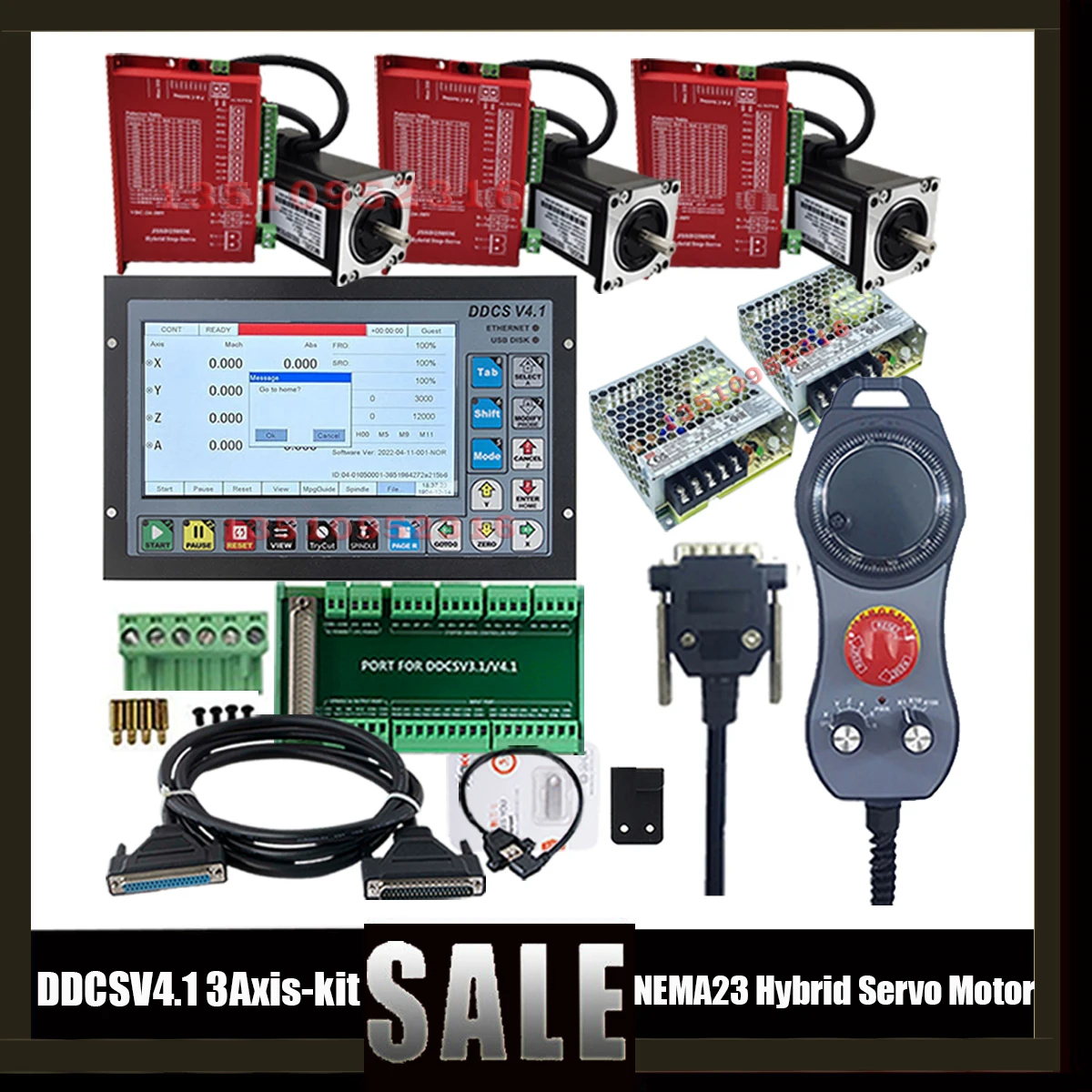 Ddcsv3.1 Upgrade Ddcsv4.1 3-axis Cnc Offline Independent Controller + Nema23 Hybrid Servo Motor Driver Kit Handwheel Mpg 75w24v