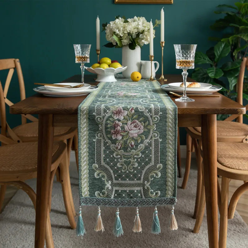 High Quality European Style Table Flag Home Hotel Decoration Chenille Tassel Table Flag Four Season Universal Thicken Table Flag