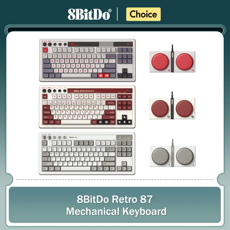 

Механическая клавиатура в стиле ретро 8Bitdo, игровая клавиатура Bluetooth/2,4G/USB-C с возможностью горячей замены, игровые аксессуары для Windows и Android