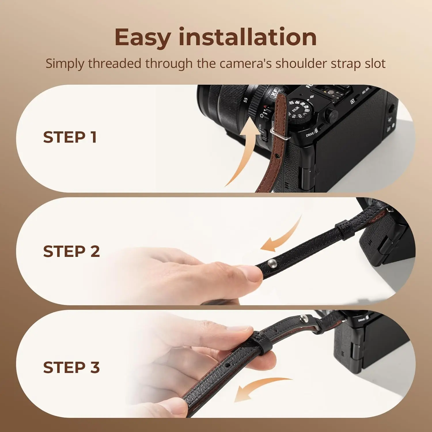 حزام كتف للرقبة من الجلد العالمي من SMALLRIG لـ DSLR، قابل للتعديل من 100 إلى 110 سم (39 إلى 43 بوصة)، أقصى حمولة 10 كجم (22 رطل)